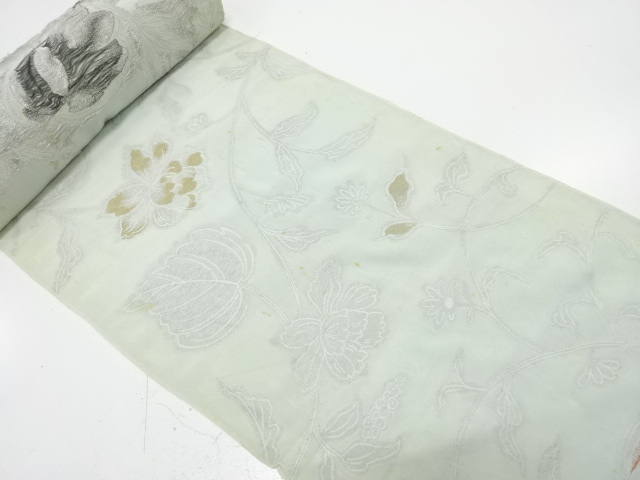 JAPANESE KIMONO / ANTIQUE BOLT FOR HAORI / SILK / WOVEN FLORAL SARASA